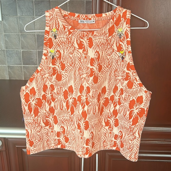 ZARA pebble jacquard embellished top size medium - Picture 7 of 11